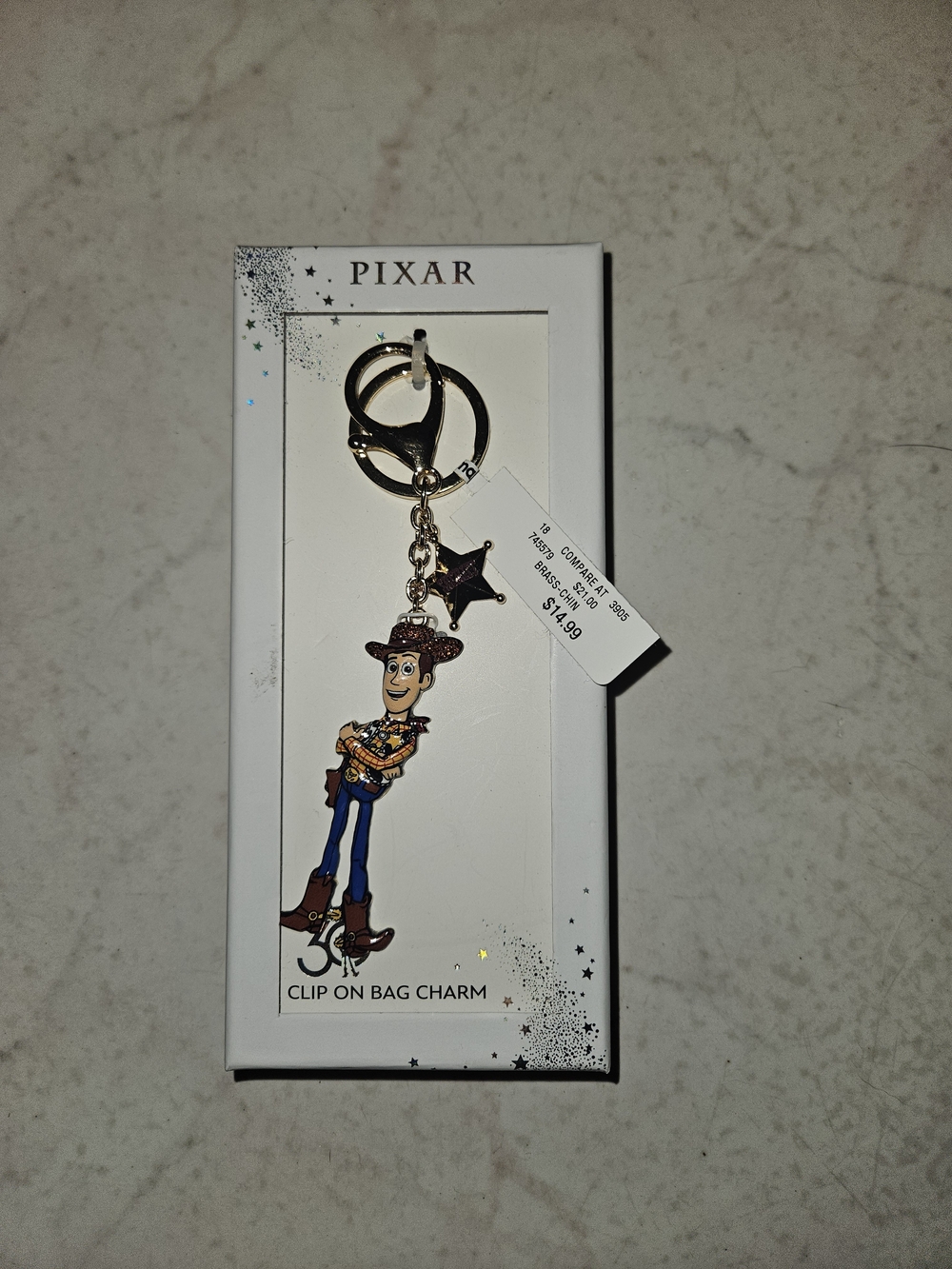 Pixar Woody Clip-On Key & Bag Charm in Brown and Blue